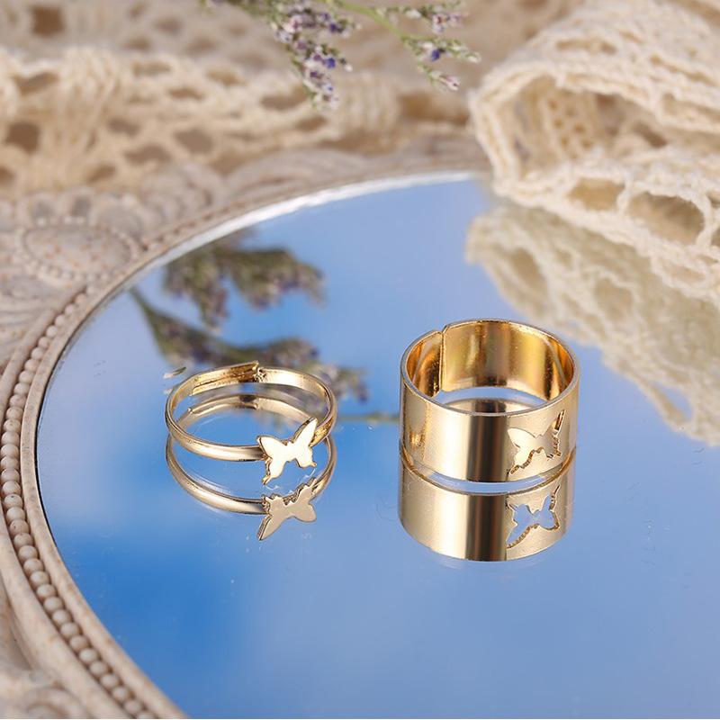 Набор колец с бабочками в стиле панк для женщин и мужчин, металл, серебро, золото, эстетические животные, хип-хоп, модные украшения с животными