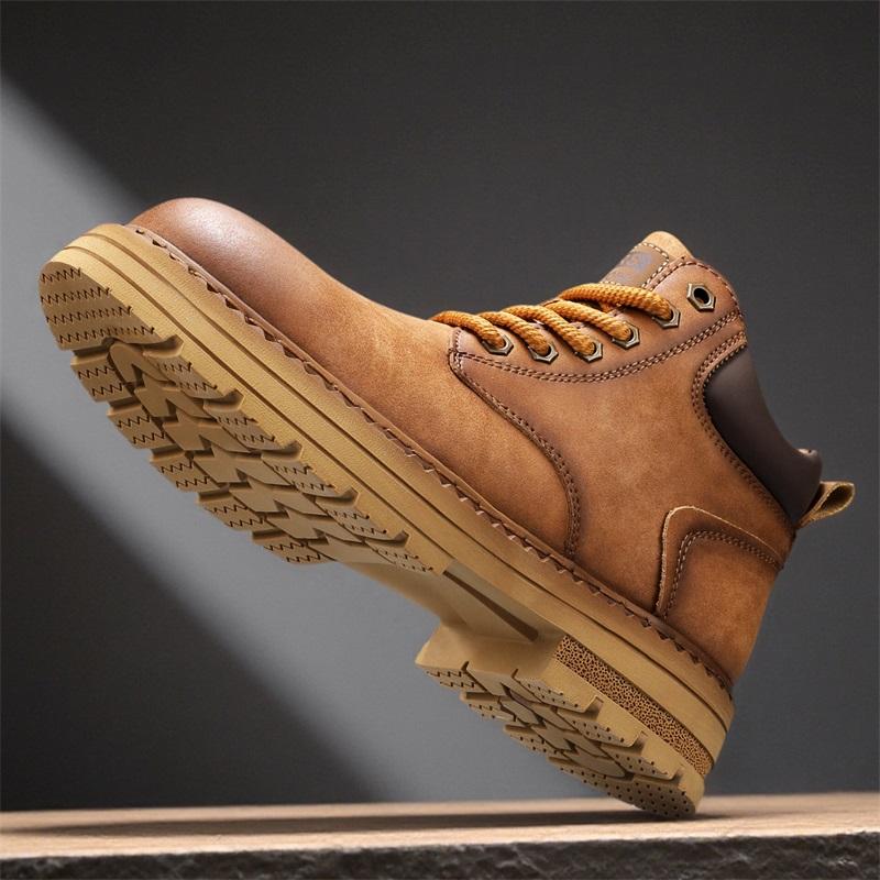 Мужские ботильоны из натуральной кожи, короткие ботинки в стиле ретро, ботинки в стиле рабочей одежды, повседневная обувь