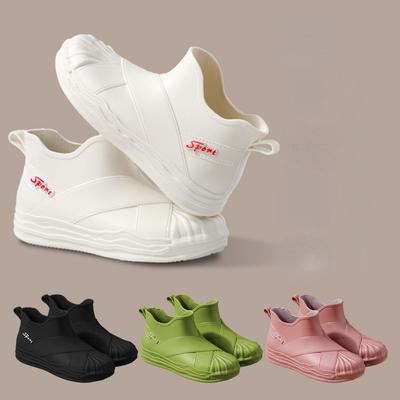 Женские короткие противоскользящие водонепроницаемые дождевые туфли на толстой подошве