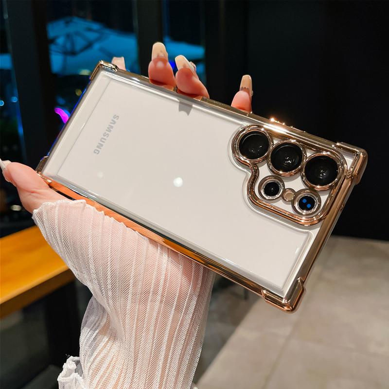 Противоударный прозрачный пластиковый чехол для смартфонов Samsung с защитой объектива камеры