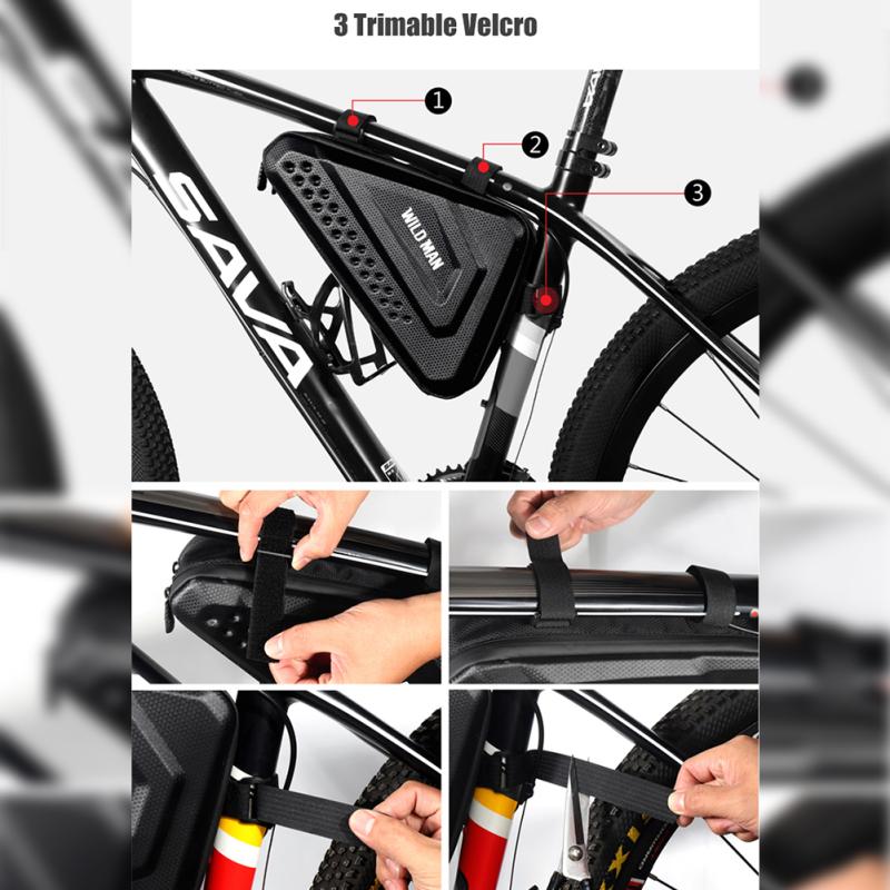 3л сумка для велосипеда Pu Eva Hard Shell Водонепроницаемая двойная молния для горного велосипеда Треугольная сумка с передней балкой