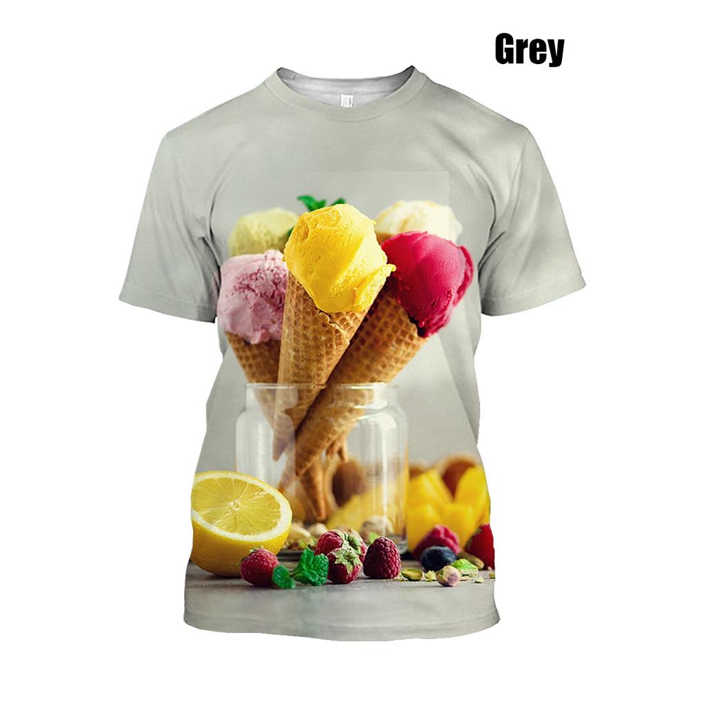 Новая мужская и женская летняя новая модная футболка с мороженым и 3D принтом, летняя уличная забавная еда, повседневный топ в стиле хип-хоп, панк