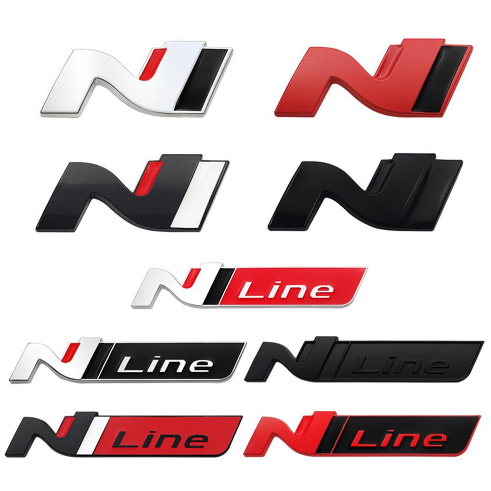 CMQW3 Car 3D Metal Sticker For Hyundai Avante Elantra N Sonata N Line Veloster KONA i30 Fastback Trunk Badge Fender Trim Logo Decorate