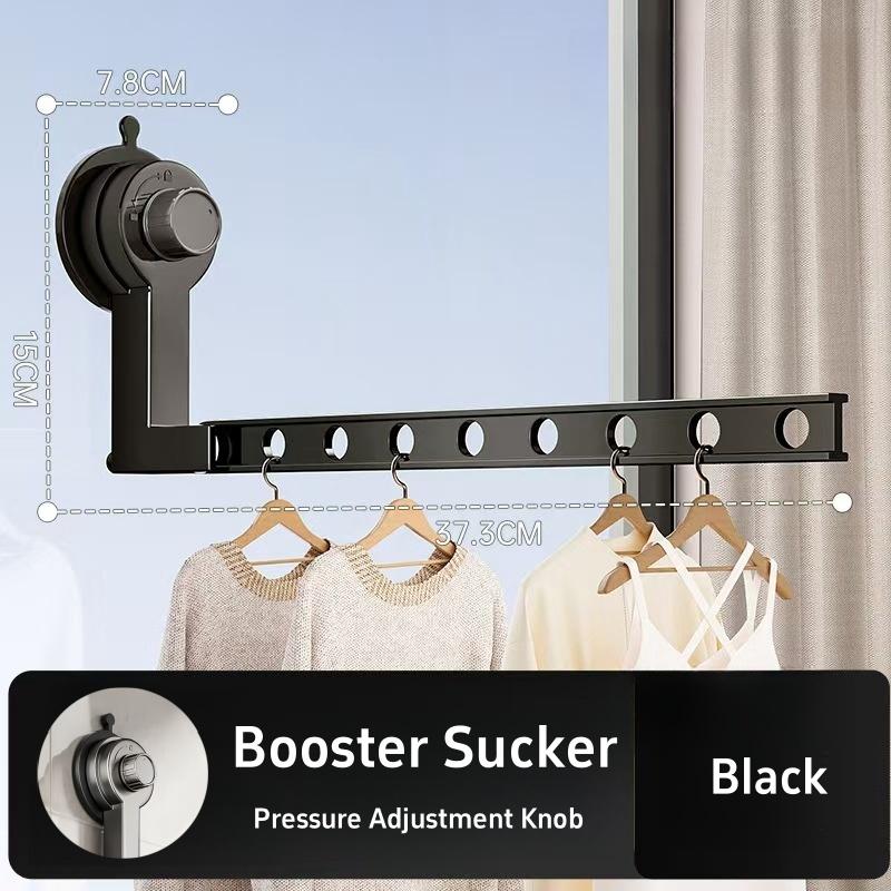 Aluminium Alloy Folding Drying Rack 8-hole Suction Cup Clothes Storage Shelf Outdoor Travel Clothes Hanger No Need To Install