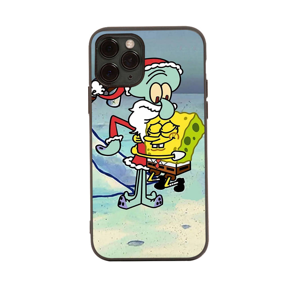 PB8 SpongeBob Cartoon Black Sofe Case for Samsung Note 20 Lite S24 Ultra S23 A03 A05 A06 A11 A71 A15 A16 A13 A24 A25 A33 A52 A53 A50 M55 M35 Plus