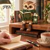 Фигурка совы Декор Книголюб Сидящая на полке фигурка, Статуэтка для чтения из смолы, Уютный домашний офис Фармхаус Настольное украшение для книжной полки,