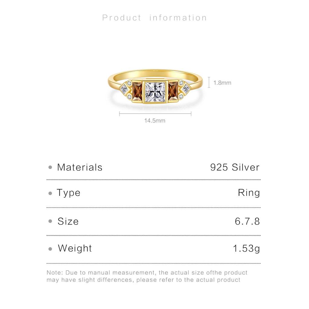 ANDYWEN Кольцо из стерлингового серебра 925 пробы, золото, коричневый, белый, прозрачный квадратный циркон, женское кольцо, роскошные ювелирные изделия в стиле рок-панк, подарок