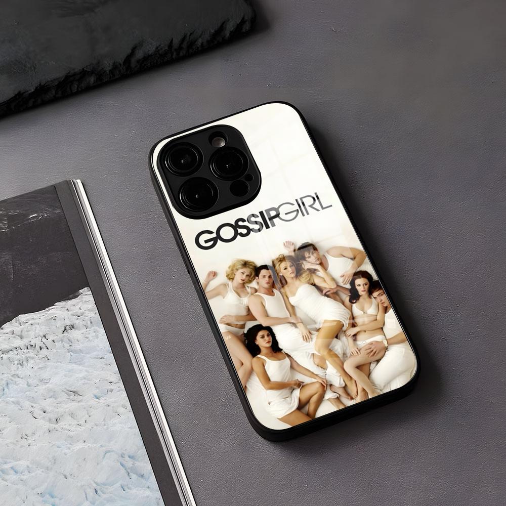 Чехол для телефона TV G-Gossip-G-Girl для IPhone 17 Air 16 E Pro Max 15 14 13 Mini 12 Pro 11 Max Plus Черный Стеклянный Чехол