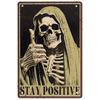 1pc AMOGHASIDDHI Funny Skull Metal Sign Stay Positive Poste Print Wall Art Decor Retro Plaque For Home Pub Club Cafe Decoration