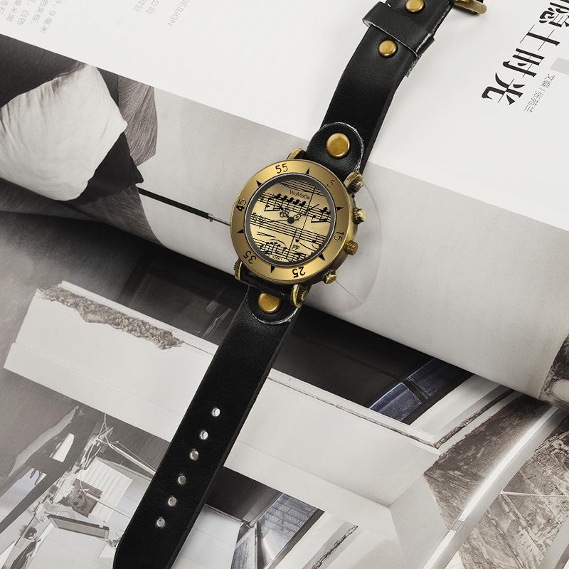 Vintage Leather Watches Men Round Gold Dial Quartz Wristwatch Women Mens Clock Gift for Boyfriend relojes para mujer
