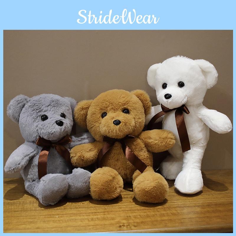 Plush Bear Wedding Gift With Rabbit Hair Ribbons For Celebration Decor