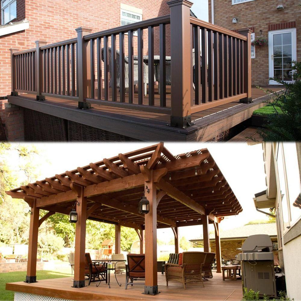 Heavy Duty Wooden Post Base Rust Proof Pergolas Support Deck Railing Installation  Deck Railing