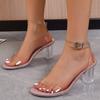 Fashion Women Sandals Open Toe Buckle Strap Sandals Roman Square Heel High Heels Sandals Women Summer Fashion Shoes Wedge Ladies Pumps