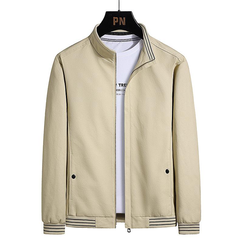 Spring and Autumn Middle-aged Men's Business Casual Cotton Jacket Men's Clothing Middle-aged and Elderly Stand-up Collar Jacket Dad On Clothes
