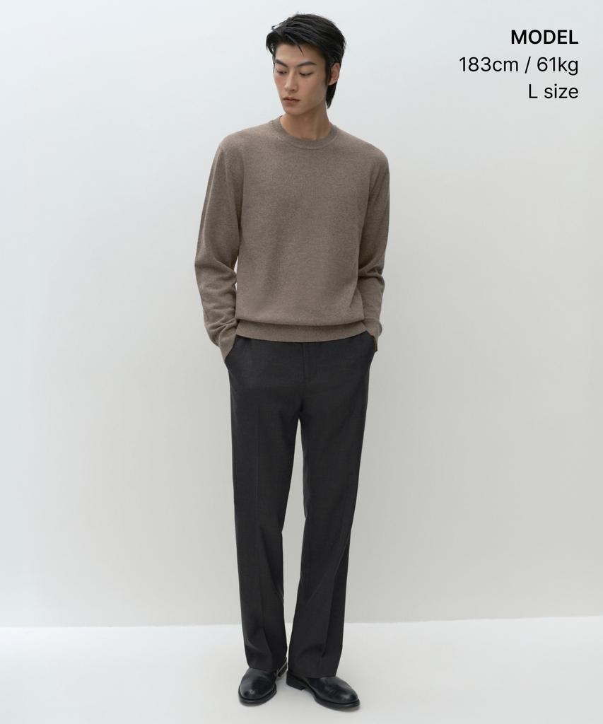 MUSINSA STANDARD [Plus] 100% Cashmere Crew Neck Knit [Taupe]