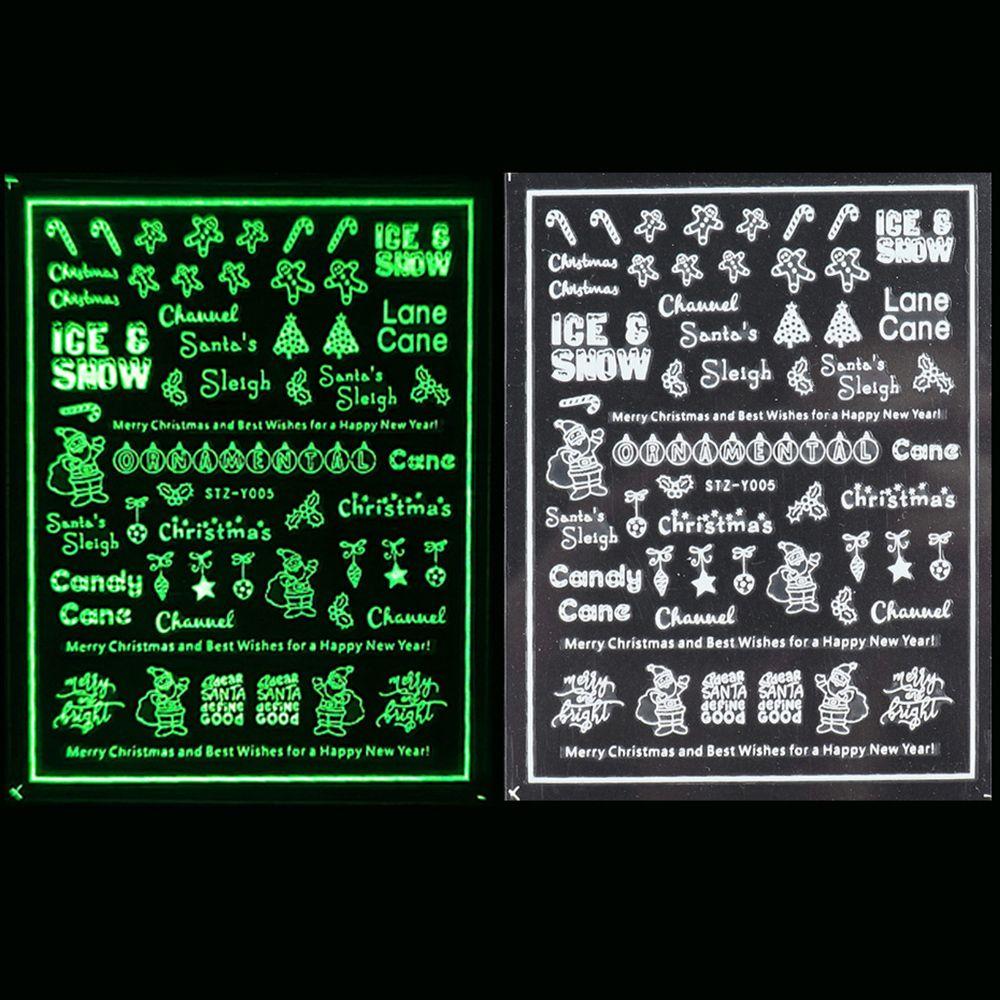 Adhesive Decals Glow In The Dark DIY Manicure White Snowflakes Nail Sticker 3D Luminous Christmas