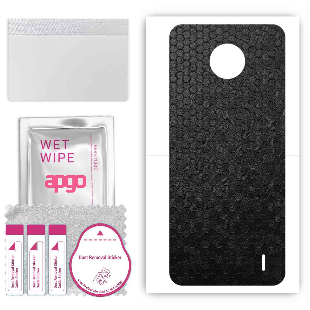 apgo Protective Skin Sticker for the Back Compatible with Nokia C20, Wrap Film, Foil, Vinyl - Pattern Black Honeycomb