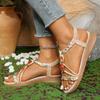Fashion Bohemian Style Beaded Flat Sandals Woman Printing Braided Roman Sandals for Women Summer 2025 Comfortable Non Slip Beach Shoes