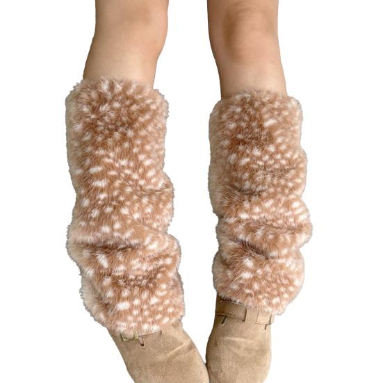 Cartoon Deer Ear Protection Hair Tie Thick Plush Winter Headwear Scarf Earmuffs Leg Warmer Casual Accessory