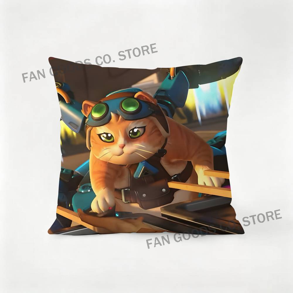 OOverwatch JJetpack cat Printed Pillow Cover Cushion Case Simple Sofa Pillow Case No Pillow Core