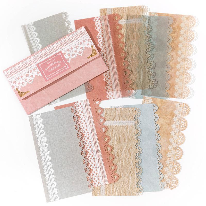 10-Sheet Long Lace Border Material Paper, Delicate Lace Edges for Journal Scrapbooking & DIY Card Making