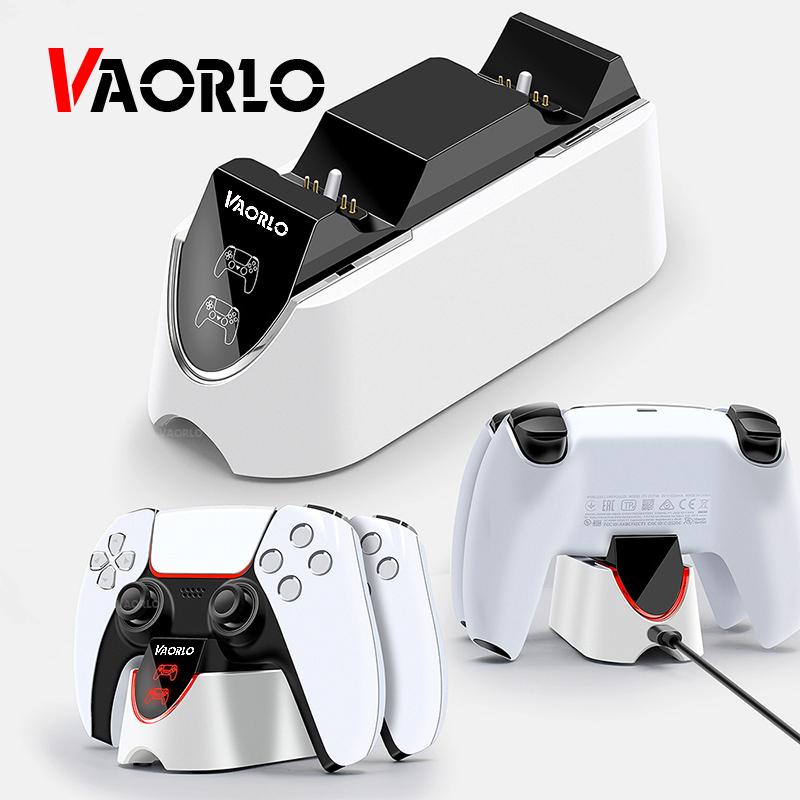VAORLO Док-станция для быстрой зарядки PS5, светодиодное двойное беспроводное зарядное устройство для контроллера с USB-кабелем для зарядки длиной 1 м для Playstation 5, геймпад, джойстик