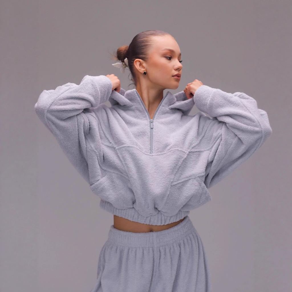 1116 European and American women's clothing casual solid color suede semi-open placket sweater corset trousers set