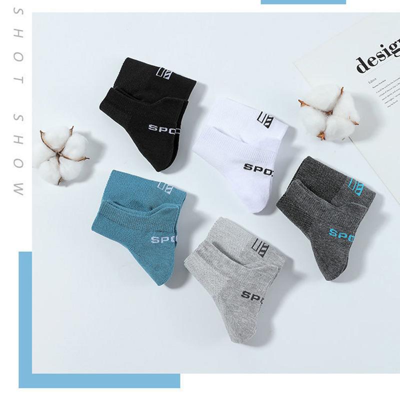 Высококачественные мужские летние носки, сетчатые дышащие хлопковые спортивные носки до щиколотки, повседневные спортивные тонкие короткие короткие Sokken, размер 5 пар/лот