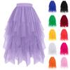 Женская длинная юбка из тюля, большого размера, А-силуэта, нерегулярная юбка из тюля, с высокой талией, на резинке, карнавальное платье