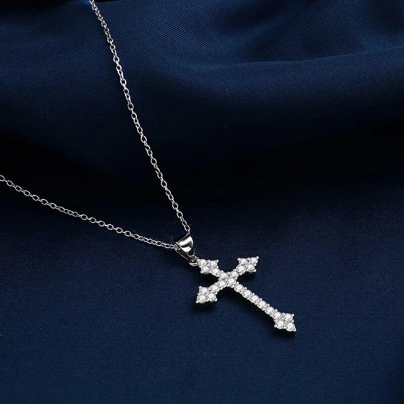 1 шт. Белое золотое ожерелье для женщин, простой холодный стиль, комплект со стеклянными стразами, крест, кулон из медного сплава