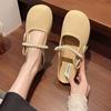 Baotou Half Slippers Women's Outer Wear 2025 Spring New Fashionable Versatile Pearl Bow Flat-bottomed French Cool Slippers