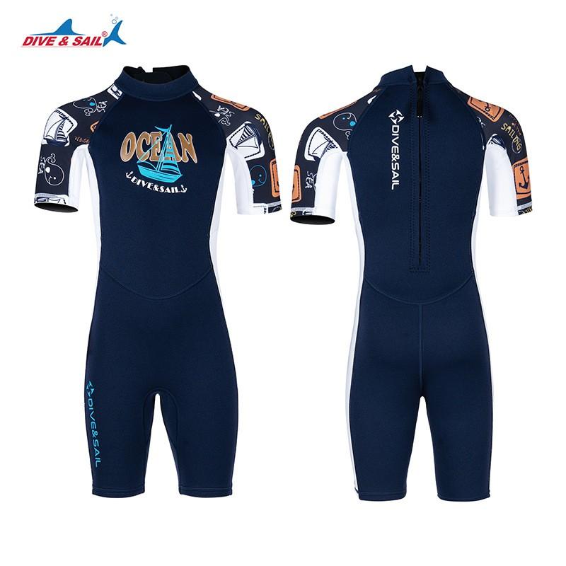 Kids 1.5mm Neoprene Wetsuit Snorkeling Swimming Diving Surfing Warmth UV Protection Water Sports Gear