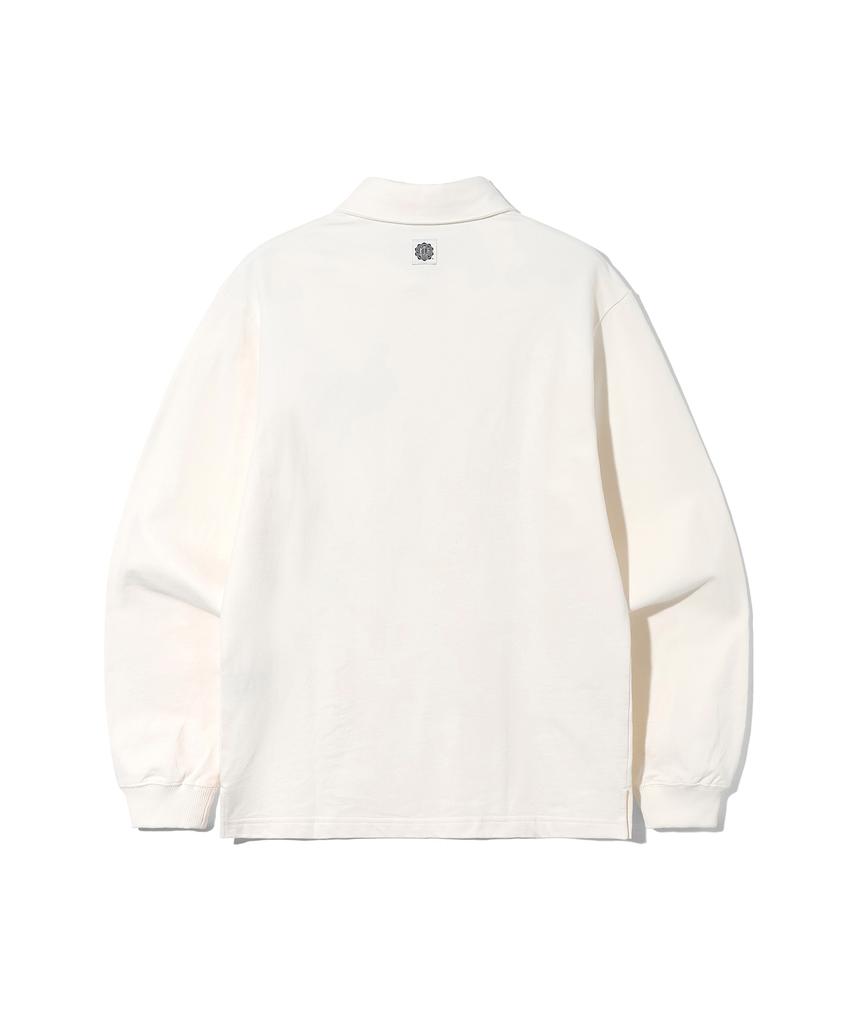 UCLA Unisex Preppy Seal Logo Long Sleeve Polo Shirt [Cream] (Ub9Lt35)