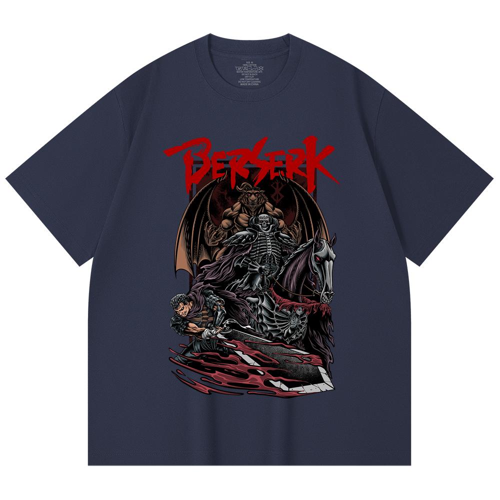 230 Gsm 100% Cotton Berserk V4 Skull Knight Print Unisex Heavy Cotton T Shirt