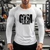 Мужские приталенные футболки для бега, осенние хлопковые с длинным рукавом и круглым вырезом, для тренировок мышц, для воинов тренажерного зала, спортивные фитнес-футболки