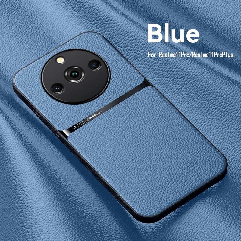 Чехол для Realme 11 Pro Plus, магнитный автомобильный держатель, кожаные чехлы для телефонов Realme 11 11Pro + 5G, мягкая силиконовая противоударная задняя крышка