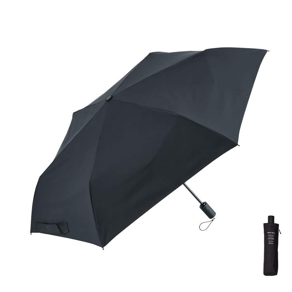Waterfront Folding Umbrella Rain Umbrella LESS IS MORE Quick Shut Automatic Black 55cm Automatic Easy To Fold Shape Memory Unisex Open/Close