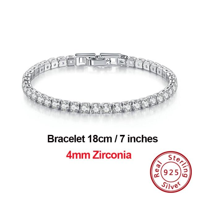 4mm Round Cut Tennis Bracelet In 925 Sterling Silver White Gold Woman Men Bracelets Bangle Jewelry Hand Chain Sb94