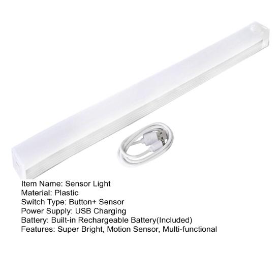 10/20/30СМ Светодиодный светильник с датчиком движения PIR, Перезаряжаемый через USB, Беспроводной ночник для спальни