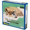 Philos Wooden Game Compendium 30cm 8 In 1 Board Game Nine Mens Playing Cards and Mikado Games for Kids and Adults - - - Chess, Backgammon, Draughts,