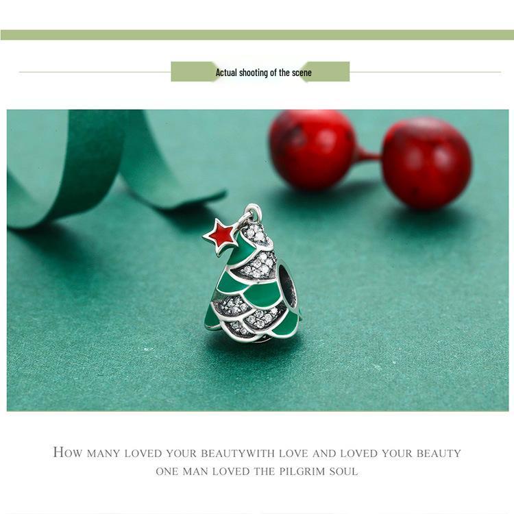 Браслет из стерлингового серебра 925 пробы Yinziyun с бусинами в виде рождественской елки для женщин