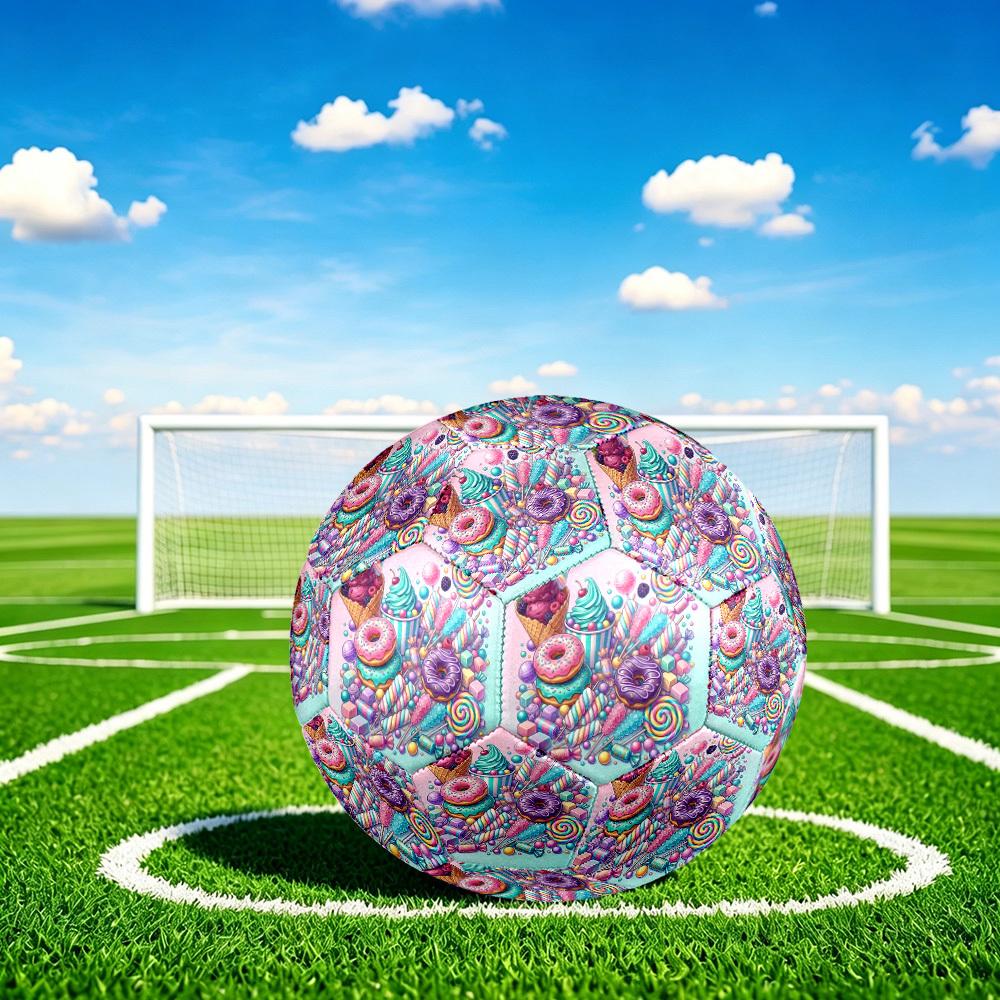1pc Sweets Delightful Array Theme Soccer Ball Football, Size 5, Lightweight PVC, Durable Outdoor Training Soccer Ball, Gift m61473