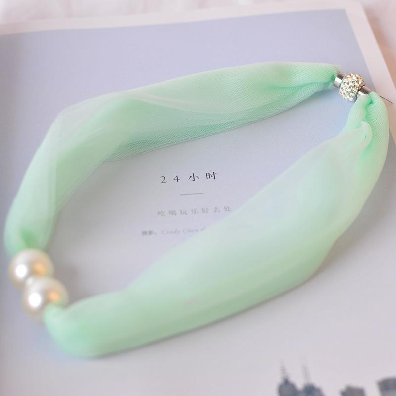 Elegant Mesh Lace Pearl Decoration Cute Scarf Necklace Wedding Prom Jewelry For Women Short Neck Covering Clothing Accessories