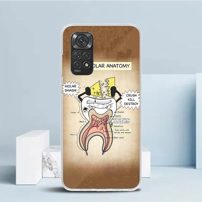 Зуб Мудрости Стоматолог Зуб Чехол Для Телефона Для Xiaomi Redmi Note 15 14 14S 13 12S 12 Pro Plus 11S 11 11T 11E 10S 10 + Мягкий ТПУ Задняя Крышка C