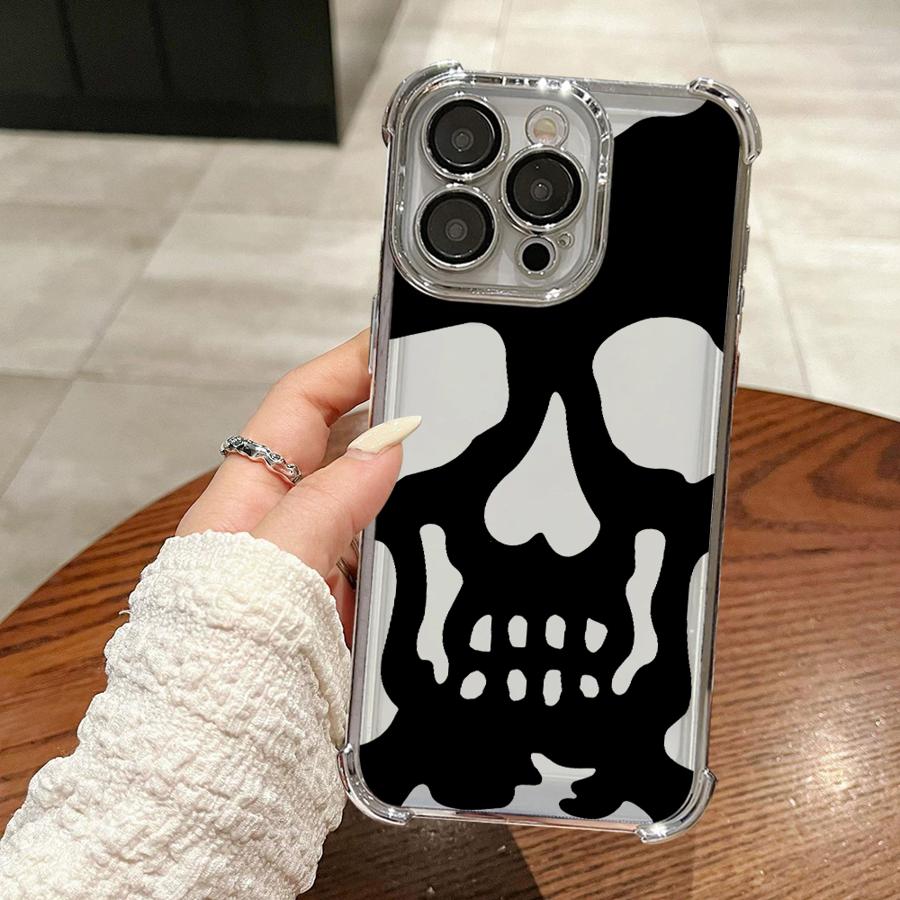 Крутой черный чехол-бампер с черепом для Apple iPhone 17 Pro Max 14 11 16 17 XS XR 13 12 Plus 15 Air