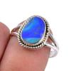 Натуральный австралийский опал драгоценный камень 925 пробы серебро кольцо размер 7.5 N3m24