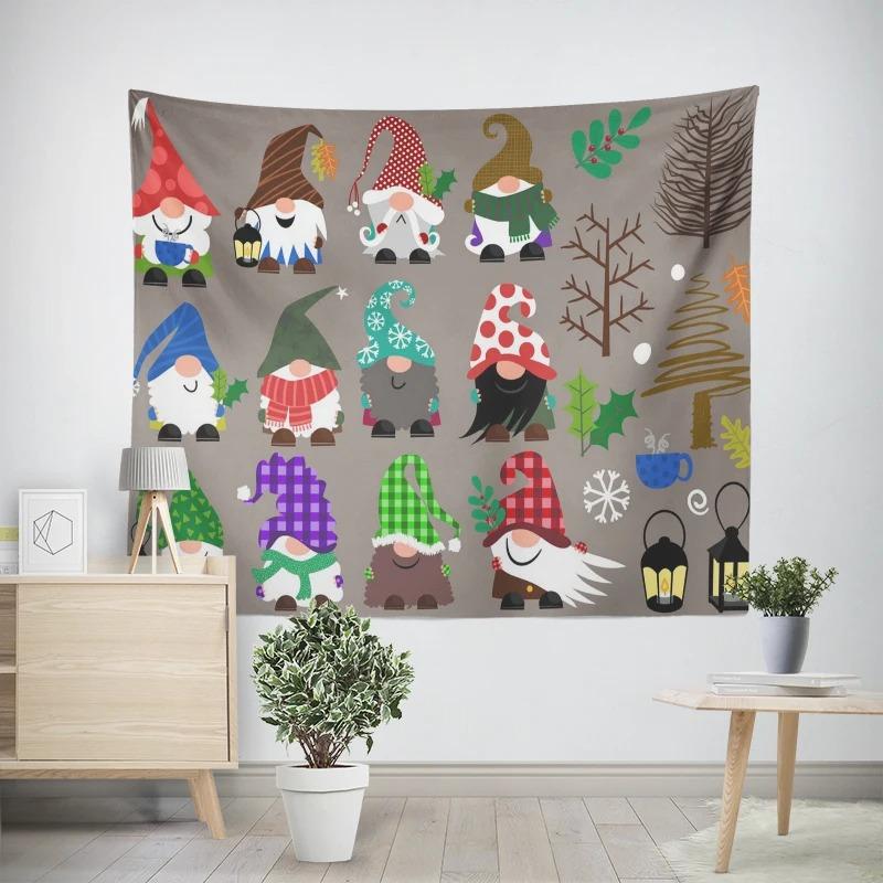 Рождественский новогодний узор с изображением гнома-гнома для гостиной и спальни, декоративный гобелен