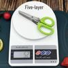 Stainless Steel Multi-Layer Kitchen Scissors: Multi-Functional Green Onion & Vegetable Scissors