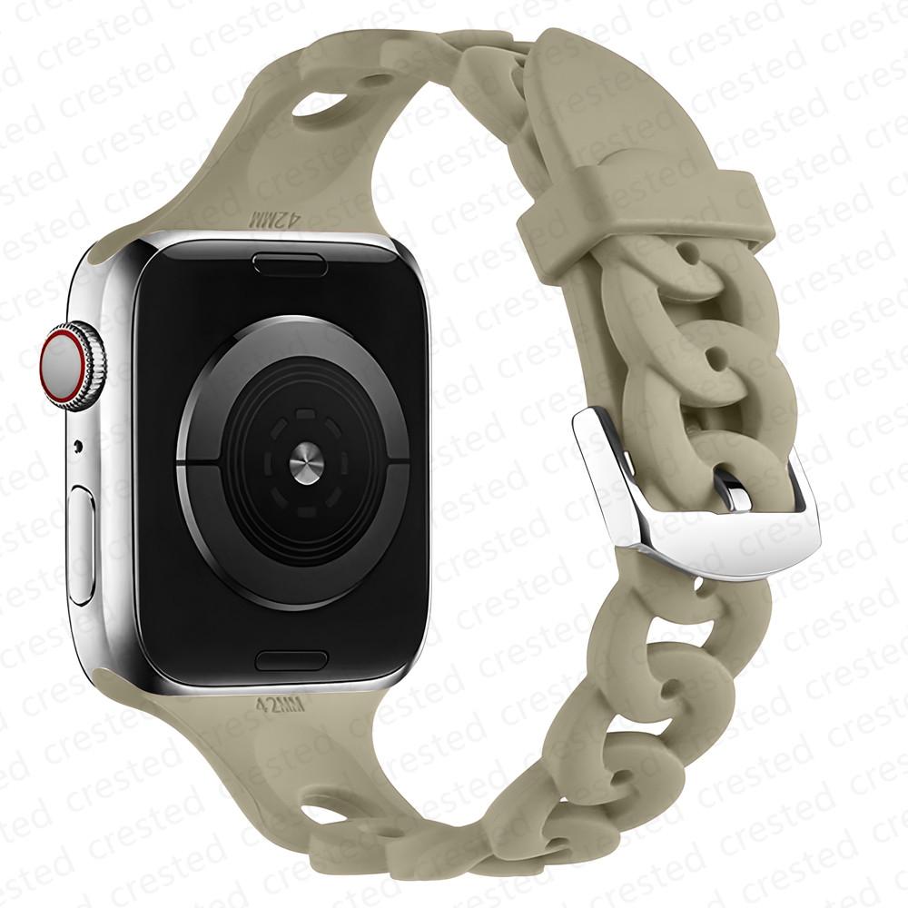 Силиконовый ремешок для Apple watch band 44мм 40мм 45мм 41мм 42мм 38мм 49мм Браслет-цепочка iWatch series 9 6 3 5 4 SE 7 8 ultra 2