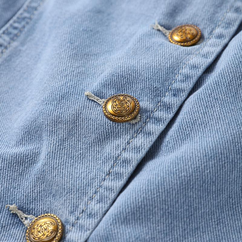 Fashion Button Denim Vest Women's Round Neck Sleeveless Solid Color Jacket Temperament Casual Vest Commute Harajuku Style Spring and Summer New